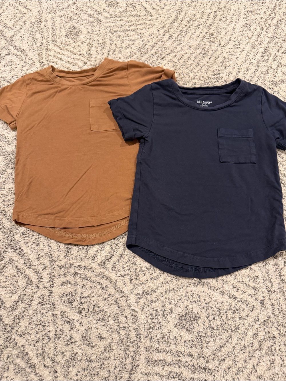 Little Bipsy Short-Sleeve Pocket Tee - Navy and Brown